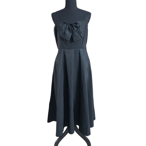 A New Day Womens Black Maxi Cocktail Dress w/ Bow Accent & Side Pockets Size 6 - Picture 2 of 13